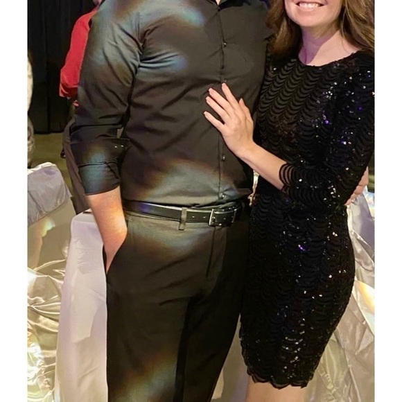 “Midnight Fantasy” Scalloped Sequin Bodycon Dress - Picture 12 of 13